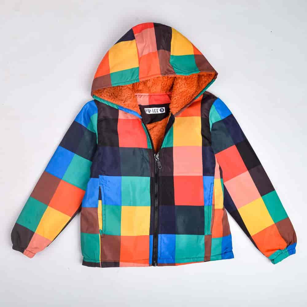 جاكت اطفالى وتر بروف مبطن فرو (مربعات)